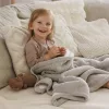 BabyOno Babatakaró pamut/sherpa kötött 75x100cm - szürke 1658