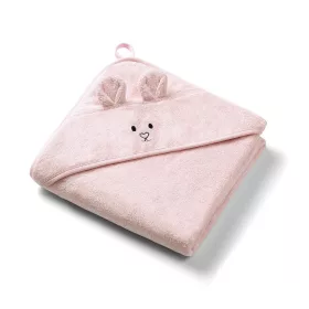   BabyOno Fürdőlepedő kapucnis bambusz 100x100cm egérfülekkel - púderrózsaszín 1553/04