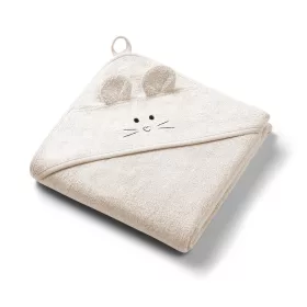   BabyOno Fürdőlepedő kapucnis bambusz 100x100cm egérfülekkel - krémszínű 1553/05