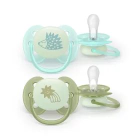   Philips AVENT Játszócumi Ultrasoft éjszakai 0-6hó fiús 2db - mintás