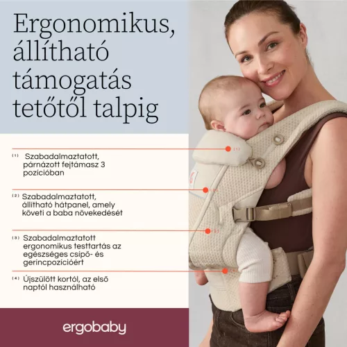 Ergobaby Adapt Soft Flex Mesh Hordozó: Pearl Grey / Gyöngy szürke