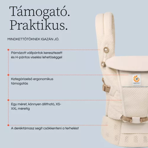 Ergobaby Adapt Soft Flex Mesh Hordozó: Pearl Grey / Gyöngy szürke