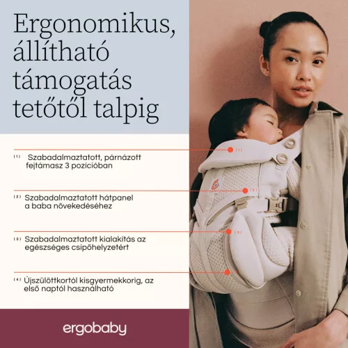 Ergobaby Omni 360 Cool Air Mesh Hordozó: - Pearl Grey / Gyöngy szürke