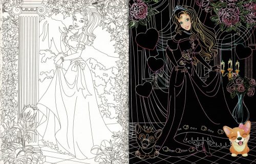 Rejtőzködő hercegnők - Kifestőfüzet kaparós és színezős oldalakkal