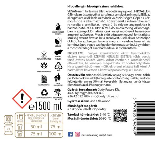NaturCleaning Color hipoallergén mosógél 1,5 liter