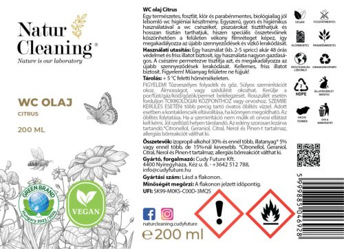 NaturCleaning WC olaj 200 ml - citrus