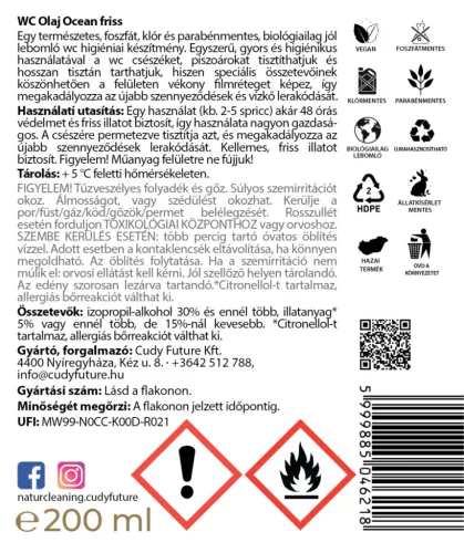NaturCleaning WC olaj 1 liter - óceán