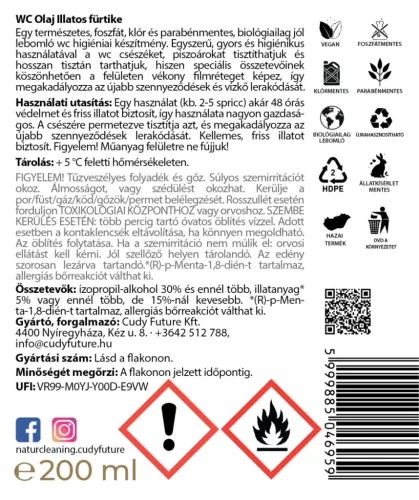 NaturCleaning WC olaj 1 liter - illatos fürtike