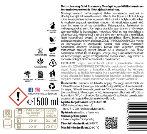 NaturCleaning Gold Rosemary hipoallergén mosógél 1,5 liter