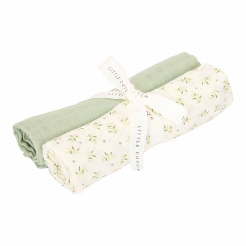 Little Dutch muszlin textilpelenka 70x70 cm 2 db - Blueberry Leaves & Sage