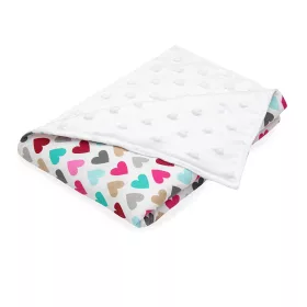 Scamp Minky-vászon takaró (White Colorful Hearts)