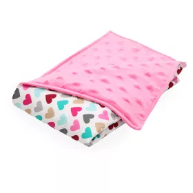 Scamp Minky-vászon takaró (Pink Colorful Heart)