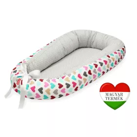   Scamp babafészek - kókuszbetétes /ColorfulGreyHeart (Szines szives)