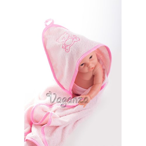 Vaganza Fürdőlepedő hímzett 80×80 - Rózsaszín/Pink/Maci