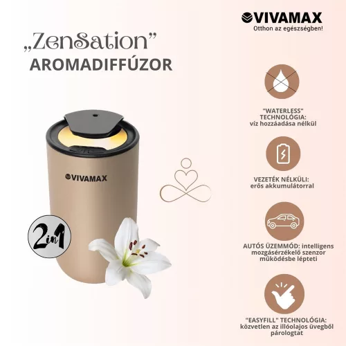 Vivamax "ZenSation" autós aromadiffúzor (arany)