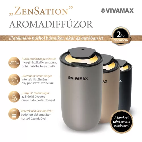 Vivamax "ZenSation" autós aromadiffúzor (arany)