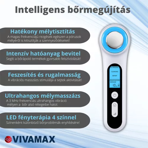 Vivamax SkinMax Ultrahangos mélymasszázs készülék fényterápiával