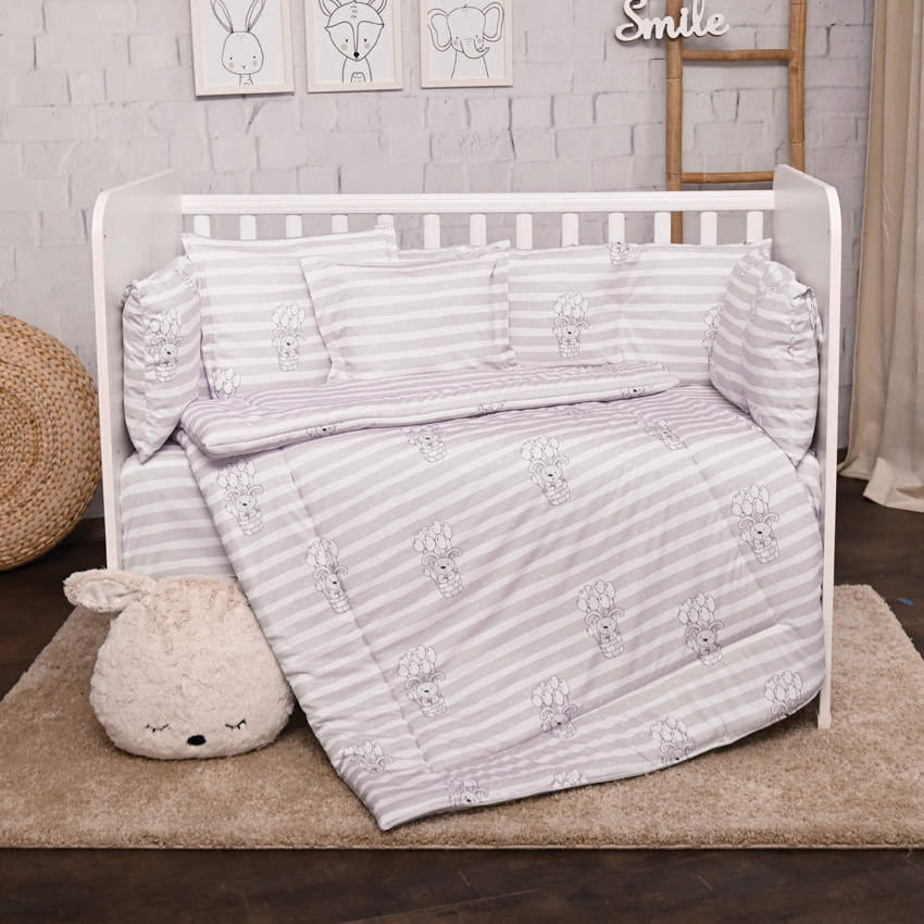 Lorelli Lilly ágynemű garnitúra 60x120 - Grey Striped Lorelli Lilly ágynemű garnitúra 60x120 - Grey Striped