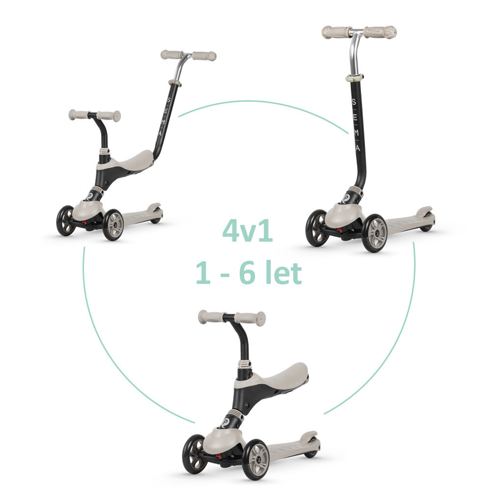 QPLAY Sema 5in1 Roller / Futóbicikli 1-6 éves korig, 50 kg-ig - Beige