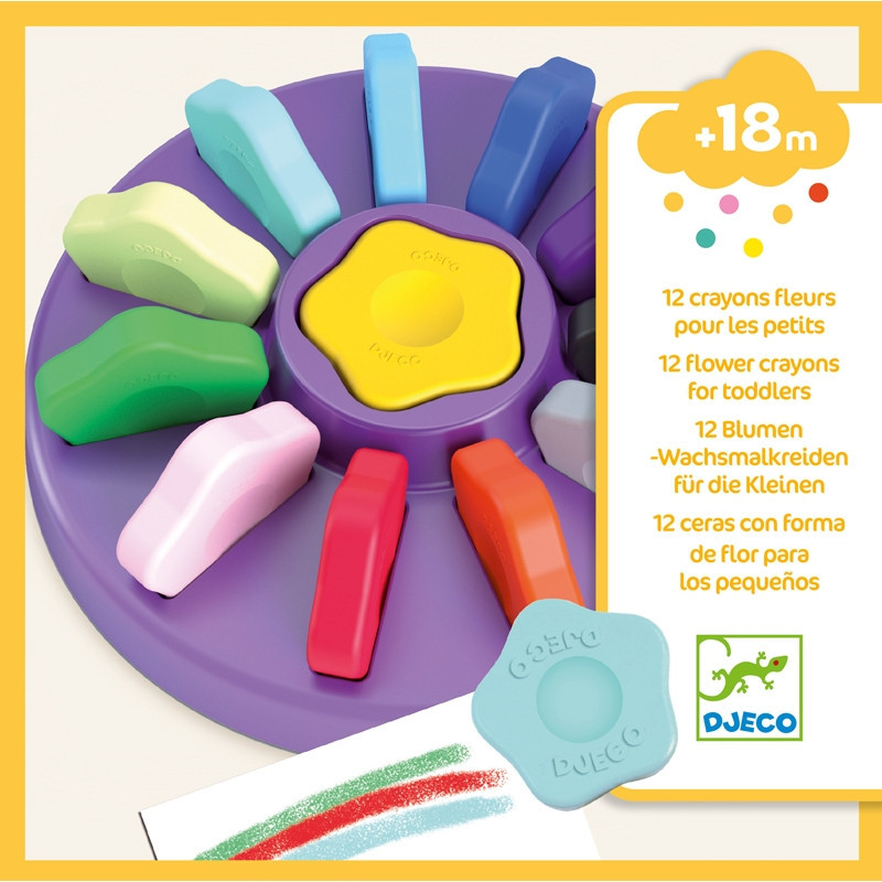 Djeco: Design by 12 flower crayons for toddlers