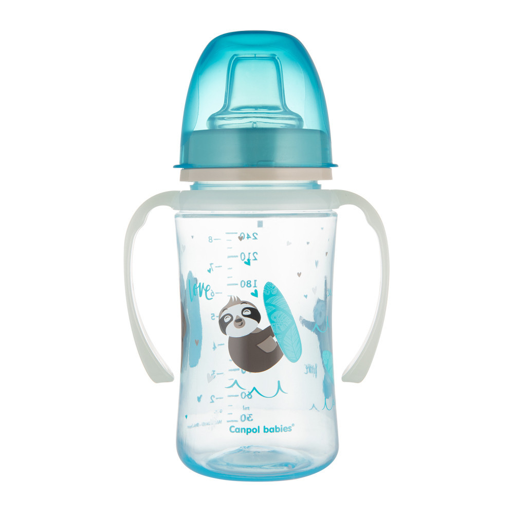 Canpol babies Szilikon ivócsőrős tanulópohár, világító fogantyúval, EXOTIC ANIMALS, 240 ml, kék Canpol babies Szilikon ivócsőrős tanulópohár, világító fogantyúval, EXOTIC ANIMALS, 240 ml, kék