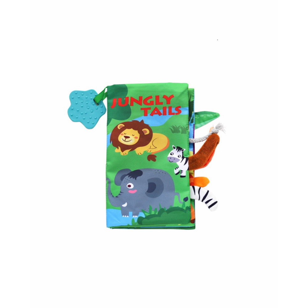 Kikkaboo készségfejlesztő textilkönyv és rágóka, jungly tails Kikkaboo készségfejlesztő textilkönyv és rágóka, jungly tails